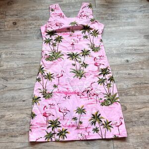 Vintage Ky’s Made in Hawaii Pink Flamingo Hawaiian Dress Small 90s Y2K Summer
